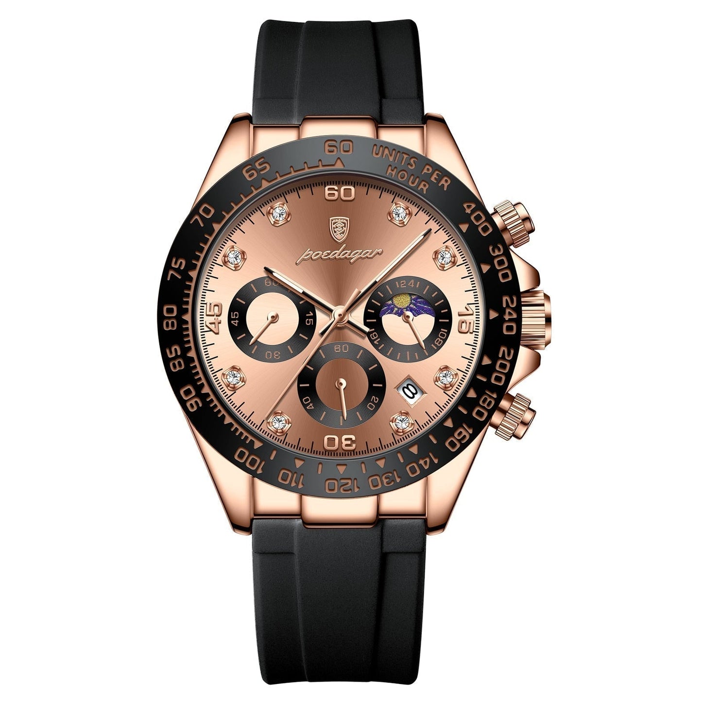 Poedagar Chronograph Uhr mit Datumsanzeige