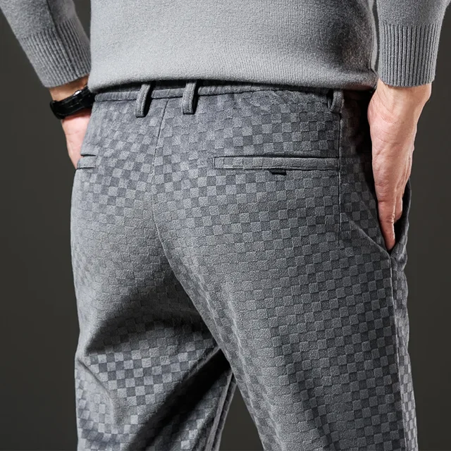 Corduroy Checkered Pants Brown