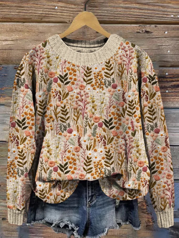 Eve™ | Bestickter Blumenpullover