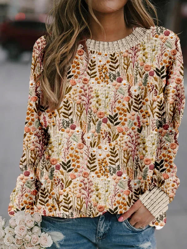 Eve™ | Bestickter Blumenpullover