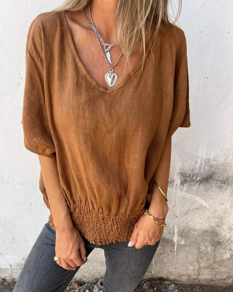 Muse - Boho-T-Shirt mit V-Ausschnitt