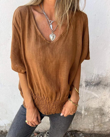 Muse - Boho-T-Shirt mit V-Ausschnitt