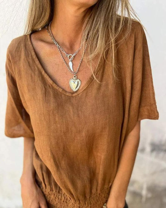 Muse - Boho-T-Shirt mit V-Ausschnitt