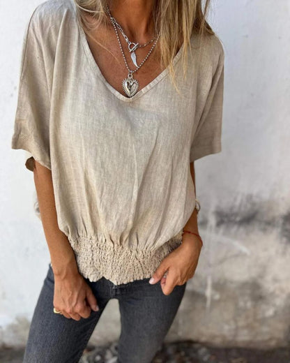 Muse - Boho-T-Shirt mit V-Ausschnitt