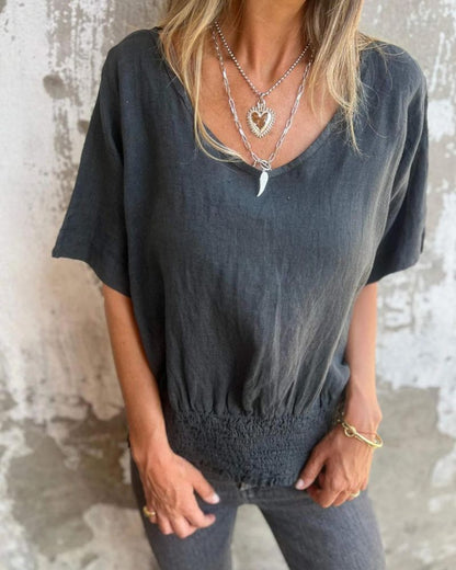 Muse - Boho-T-Shirt mit V-Ausschnitt