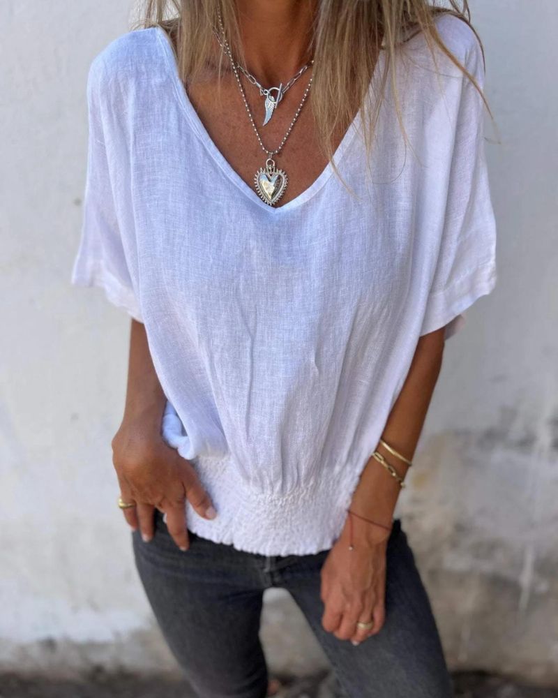 Muse - Boho-T-Shirt mit V-Ausschnitt