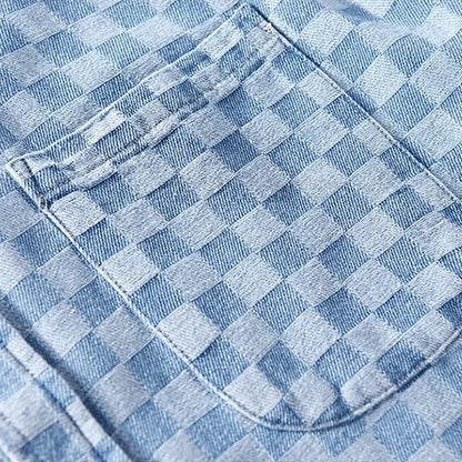 Denim Checkered Short Sleeve Shirt