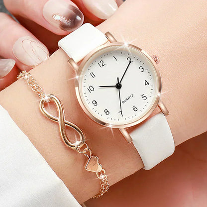 Armbanduhr mit Lederarmband + Geschenk