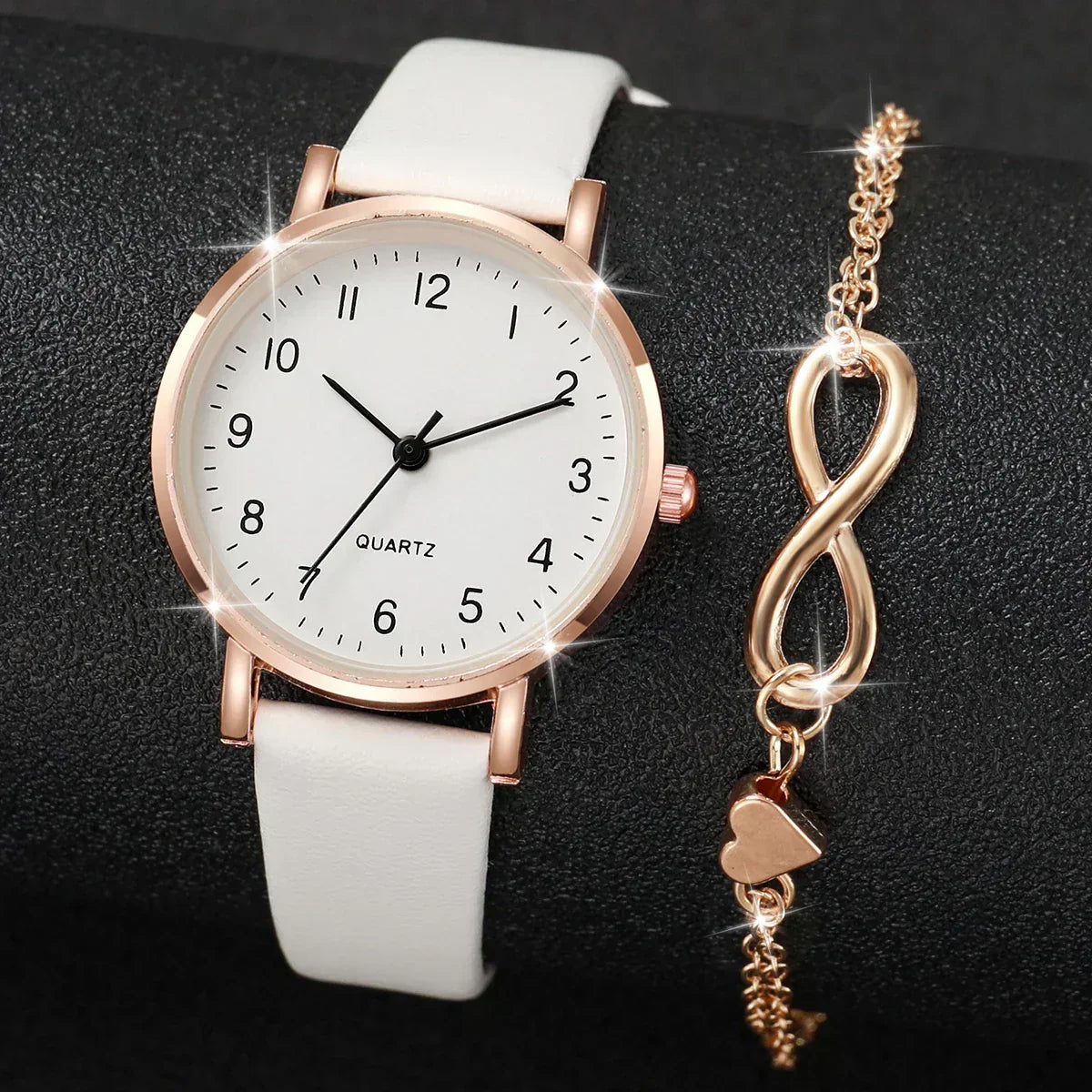 Armbanduhr mit Lederarmband + Geschenk