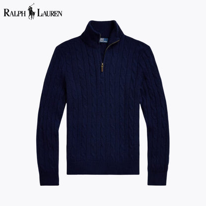 RL Cable-Knit Cashmere Quarter-Zip Jumper