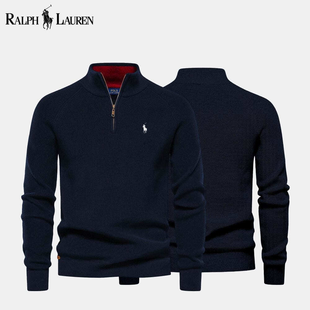 𝑅𝐿 Klassischer Strickpullover mit Viertelreißverschluss