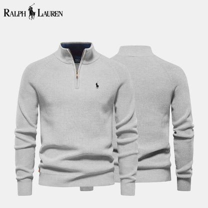 𝑅𝐿 Klassischer Strickpullover mit Viertelreißverschluss